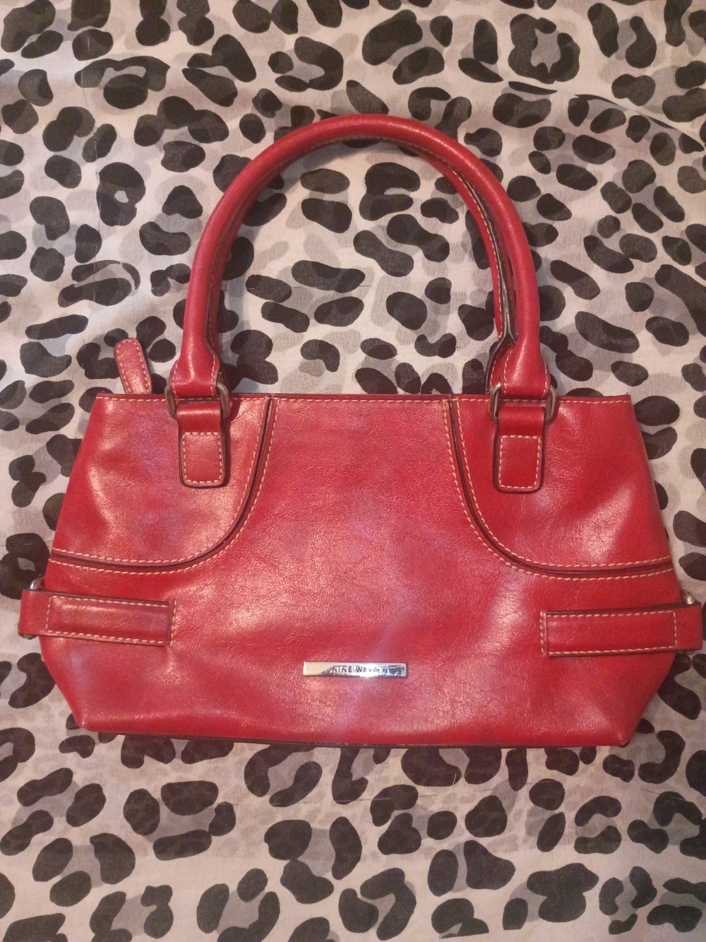 Nine West Y2K Red Leather Double-Handle Small Shoulder Bag